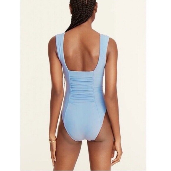 J.Crew Square Neck Bathing Suit Women’s Size 22 One Piece Ruching Blue BF179 New - Picture 10 of 10